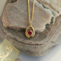 Ruby Droplet Pendant in 18ct Yellow Scottish Gold by Sheila Fleet Jewellery