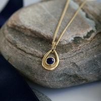 Sapphire Droplet Pendant in 18ct Yellow Scottish Gold by Sheila Fleet Jewellery