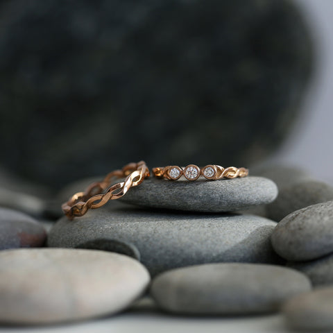 Celtic Trilogy Diamond Ring in 18ct Rose Scottish Gold