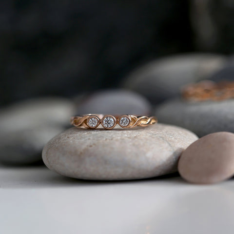 Celtic Trilogy Diamond Ring in 18ct Rose Scottish Gold