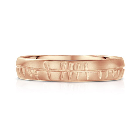 Ogham Small Ring in 18ct Rose Scottish Gold by Sheila Fleet Jewellery