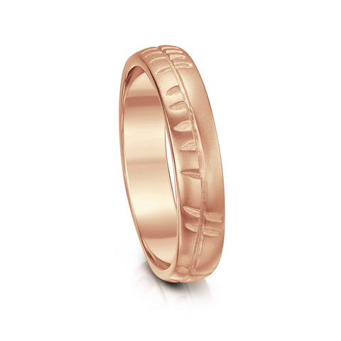 Ogham Small Ring in 18ct Rose Scottish Gold by Sheila Fleet Jewellery