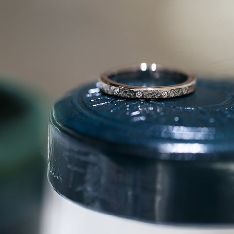 Matrix 12-Diamond Band in 18ct White Scottish Gold by Sheila Fleet Jewellery