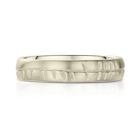 18ct White Scottish Gold Ogham ring by Sheila Fleet Jewellery.