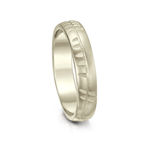 18ct White Scottish Gold Ogham ring by Sheila Fleet Jewellery.