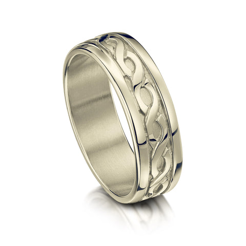 Pierowall Twist Celtic Ring in 18ct White Scottish Gold by Sheila Fleet Jewellery