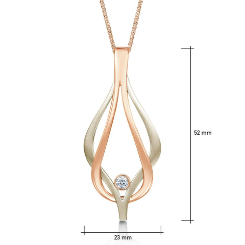 Reef Knot Diamond Dress Pendant in 18ct White & Rose Scottish Gold