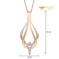 Reef Knot Diamond Dress Pendant in 18ct White & Rose Scottish Gold