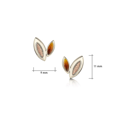 Seasons Autumn Enamel Petite Stud Earrings in 18ct Scottish Gold by Sheila Fleet Jewellery
