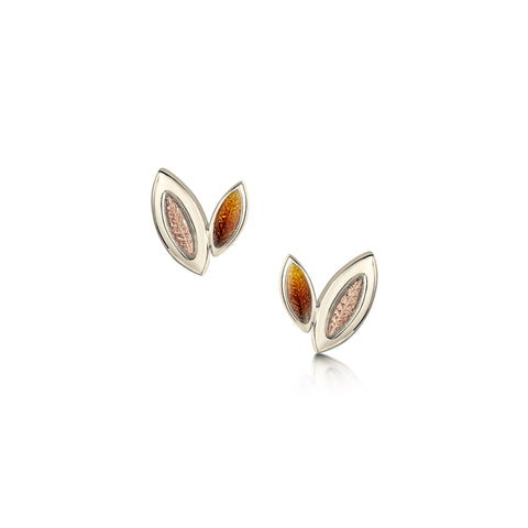 Seasons Autumn Enamel Petite Stud Earrings in 18ct Scottish Gold by Sheila Fleet Jewellery