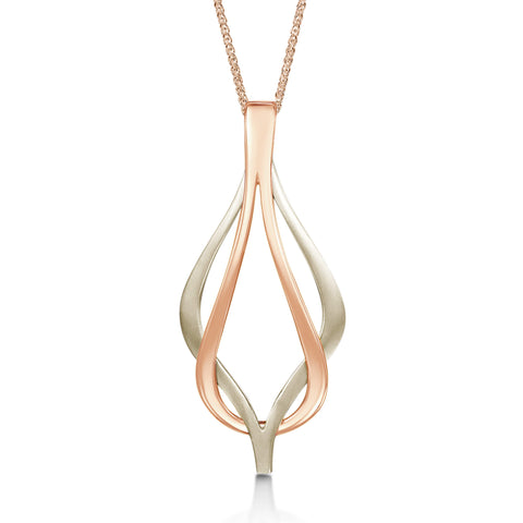 Reef Knot Dress Pendant in 18ct White & Rose Scottish Gold by Sheila Fleet Jewellery