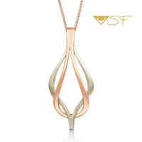 Reef Knot Dress Pendant in 18ct White & Rose Scottish Gold by Sheila Fleet Jewellery