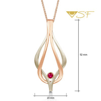 Reef Knot Ruby Dress Pendant in 18ct White & Rose Scottish Gold by Sheila Fleet Jewellery