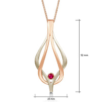 Reef Knot Ruby Dress Pendant in 18ct White & Rose Scottish Gold by Sheila Fleet Jewellery