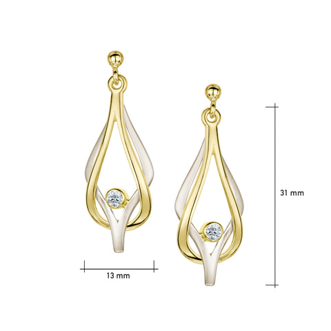 Reef Knot Diamond Drop Earrings in 18ct White & Yellow Scottish Gold by Sheila Fleet Jewellery