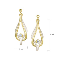 Reef Knot Diamond Drop Earrings in 18ct White & Yellow Scottish Gold by Sheila Fleet Jewellery