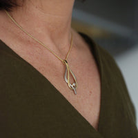 Reef Knot Diamond Dress Pendant in 18ct White & Yellow Scottish Gold by Sheila Fleet Jewellery