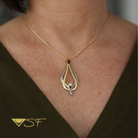 Reef Knot Diamond Dress Pendant in 18ct White & Yellow Scottish Gold by Sheila Fleet Jewellery