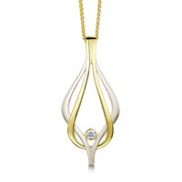 Reef Knot Diamond Dress Pendant in 18ct White & Yellow Scottish Gold by Sheila Fleet Jewellery