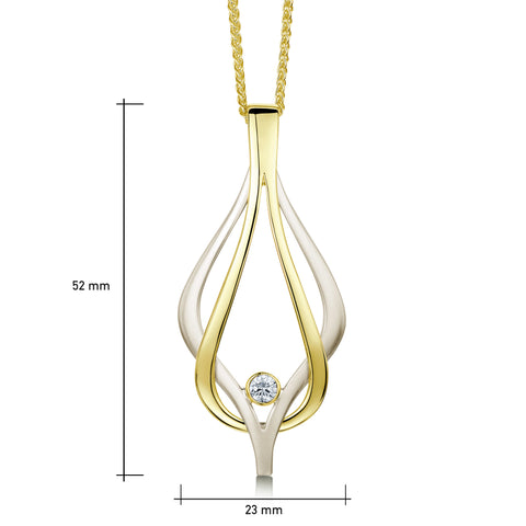 Reef Knot Diamond Dress Pendant in 18ct White & Yellow Scottish Gold by Sheila Fleet Jewellery