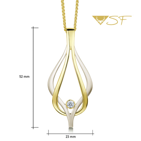 Reef Knot Diamond Dress Pendant in 18ct White & Yellow Scottish Gold by Sheila Fleet Jewellery