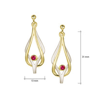 Reef Knot Ruby Drop Earrings in 18ct White & Yellow Scottish Gold by Sheila Fleet Jewellery