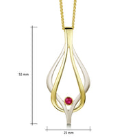 Reef Knot Ruby Dress Pendant in 18ct White & Yellow Scottish Gold by Sheila Fleet Jewellery