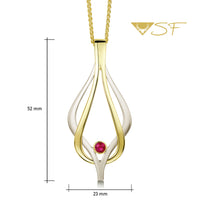 Reef Knot Ruby Dress Pendant in 18ct White & Yellow Scottish Gold by Sheila Fleet Jewellery