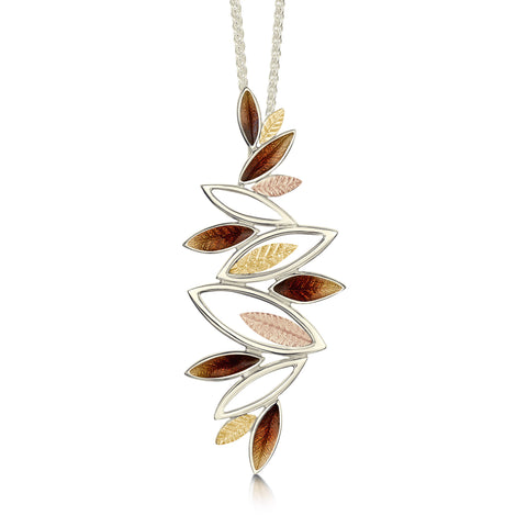 Seasons Autumn Dress Pendant in 18ct White, Yellow & Rose Scottish Gold by Sheila Fleet Jewellery
