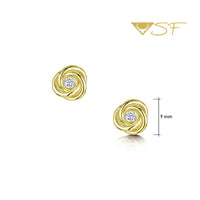 Reef Knot Diamond Stud Earrings in 18ct Yellow Scottish Gold by Sheila Fleet Jewellery