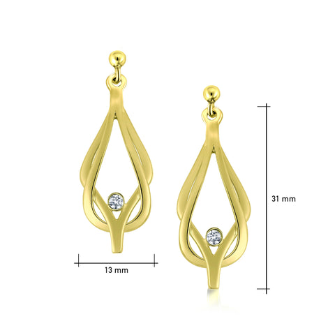 Reef Knot Diamond Drop Earrings in 18ct Yellow Scottish Gold by Sheila Fleet Jewellery