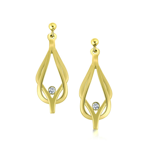 Reef Knot Diamond Drop Earrings in 18ct Yellow Scottish Gold by Sheila Fleet Jewellery