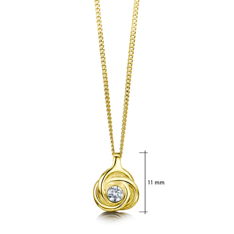 Reef Knot Small Diamond Pendant in 18ct Yellow Scottish Gold by Sheila Fleet Jewellery