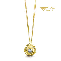 Reef Knot Small Diamond Pendant in 18ct Yellow Scottish Gold by Sheila Fleet Jewellery