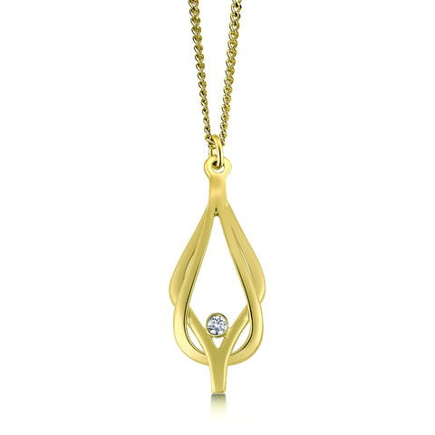 Reef Knot Diamond Pendant Necklace in 18ct Yellow Scottish Gold by Sheila Fleet Jewellery