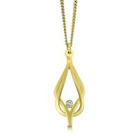 Reef Knot Diamond Pendant Necklace in 18ct Yellow Scottish Gold by Sheila Fleet Jewellery