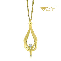 Reef Knot Diamond Pendant Necklace in 18ct Yellow Scottish Gold by Sheila Fleet Jewellery