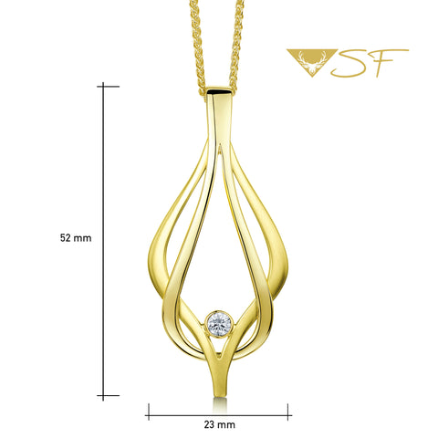 Reef Knot Diamond Dress Pendant in 18ct Yellow Scottish Gold by Sheila Fleet Jewellery