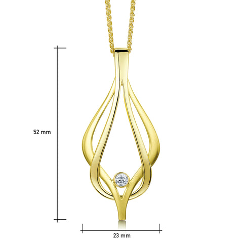 Reef Knot Diamond Dress Pendant in 18ct Yellow Scottish Gold by Sheila Fleet Jewellery