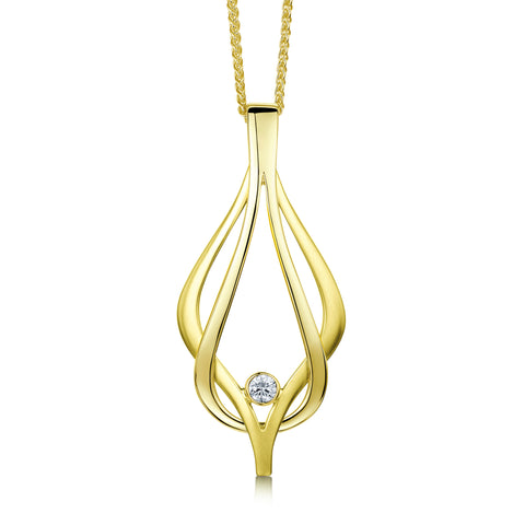 Reef Knot Diamond Dress Pendant in 18ct Yellow Scottish Gold by Sheila Fleet Jewellery