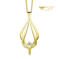 Reef Knot Diamond Dress Pendant in 18ct Yellow Scottish Gold by Sheila Fleet Jewellery