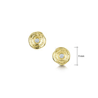 Lunar Diamond Petite Stud Earrings in 18ct Yellow Scottish Gold by Sheila Fleet Jewellery 