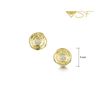 Lunar Diamond Petite Stud Earrings in 18ct Yellow Scottish Gold by Sheila Fleet Jewellery