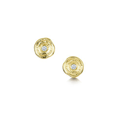 Lunar Diamond Petite Stud Earrings in 18ct Yellow Scottish Gold by Sheila Fleet Jewellery