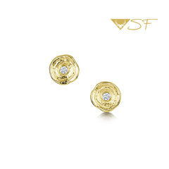 Lunar Diamond Petite Stud Earrings in 18ct Yellow Scottish Gold by Sheila Fleet Jewellery
