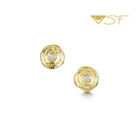 Lunar Diamond Petite Stud Earrings in 18ct Yellow Scottish Gold by Sheila Fleet Jewellery 