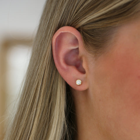 Diamond Solitaire Stud Earrings in 18ct Yellow Scottish Gold by Sheila Fleet Jewellery