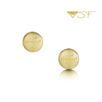 Ogham Small Diamond Stud Earrings in 18ct Yellow Scottish Gold by Sheila Fleet Jewellery