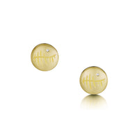 Ogham Small Diamond Stud Earrings in 18ct Yellow Scottish Gold by Sheila Fleet Jewellery