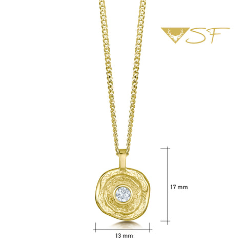 Lunar Diamond Small Pendant in 18ct Yellow Scottish Gold by Sheila Fleet Jewellery